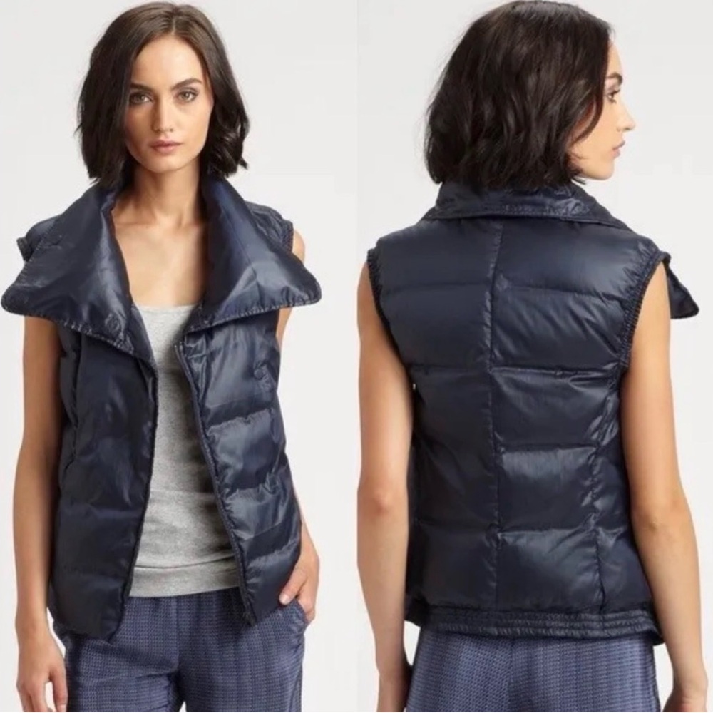 Vince Midnight Puffer Vest with High Neck
